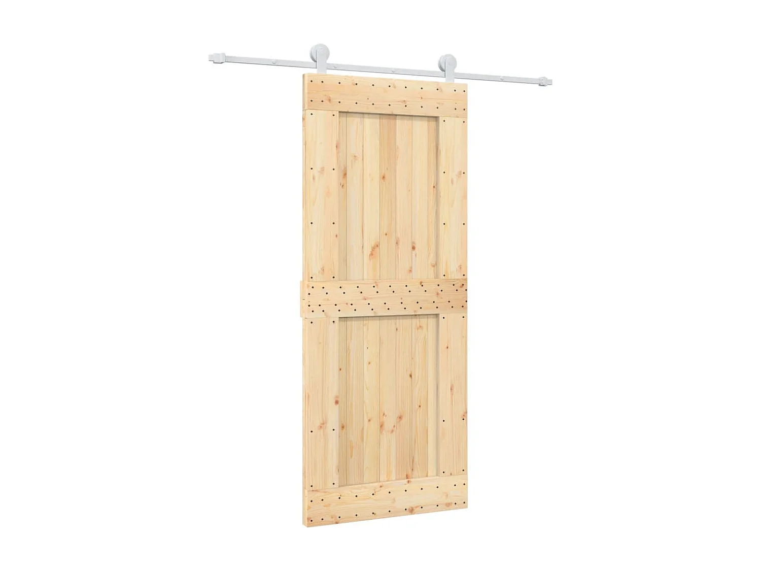 Kit porta scorrevole e ferramenta 85x210 cm in pino massello