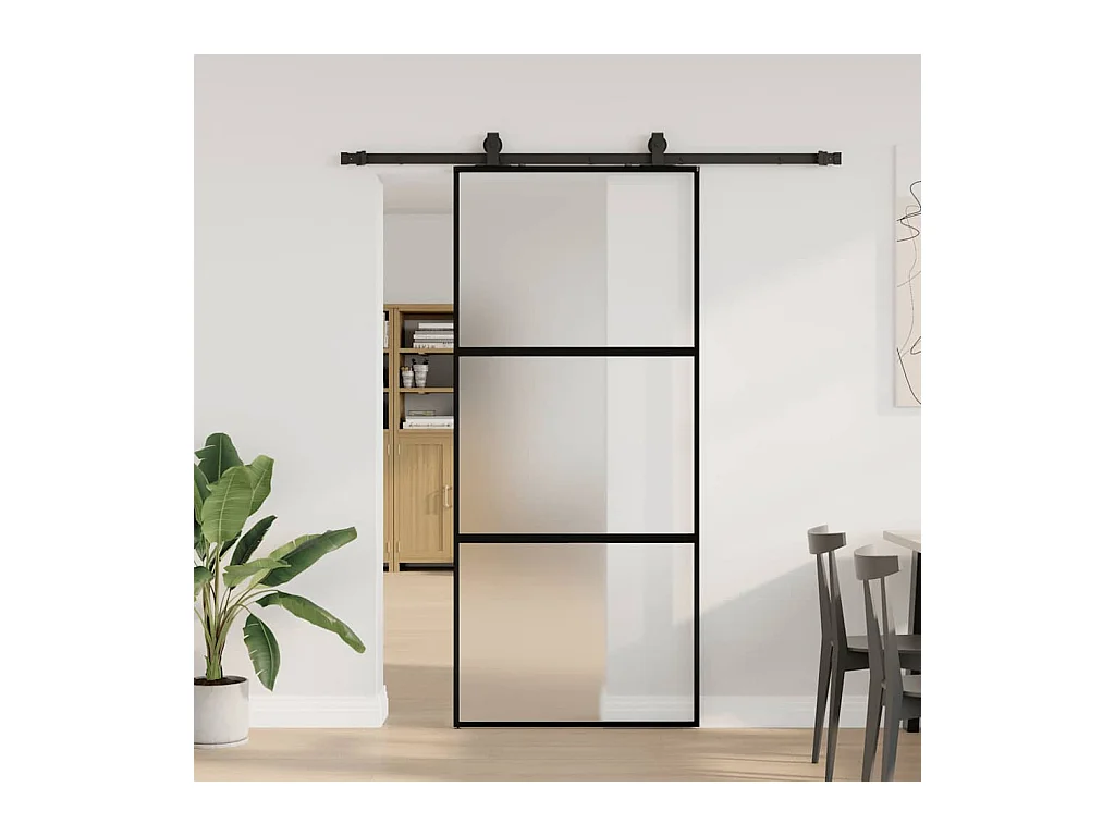 Porte coulissante avec kit de quincaillerie noir 90x205 cm