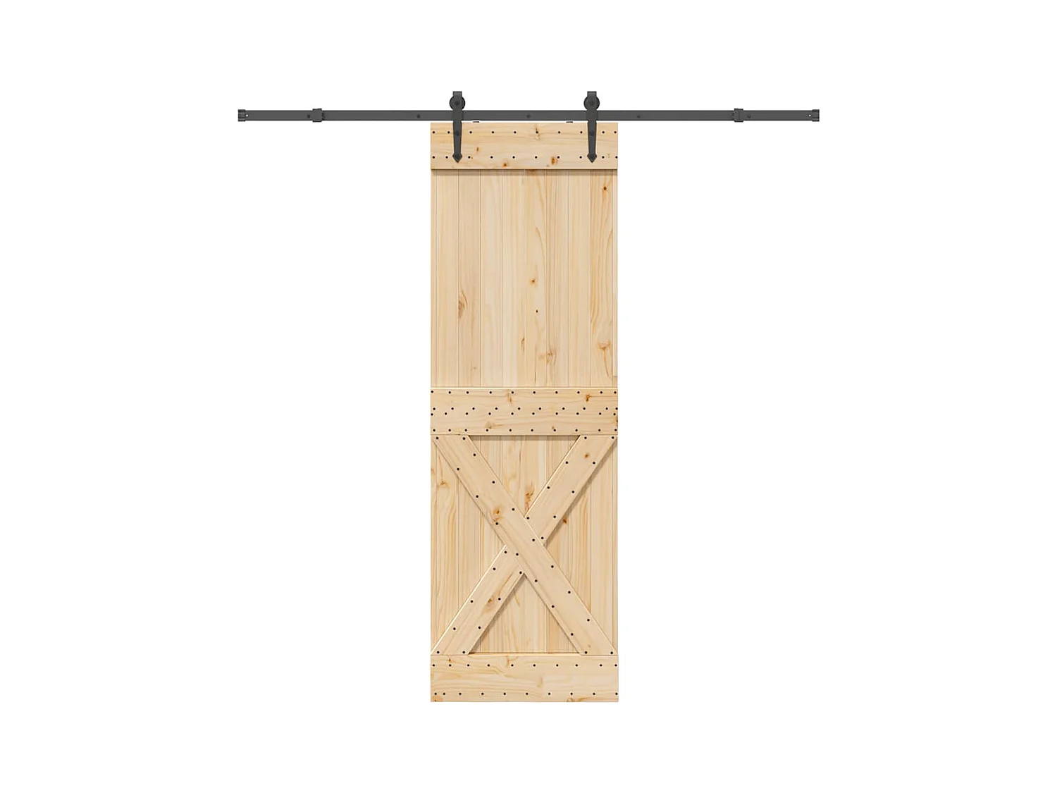 Kit porta scorrevole e ferramenta 70x210 cm in pino massello