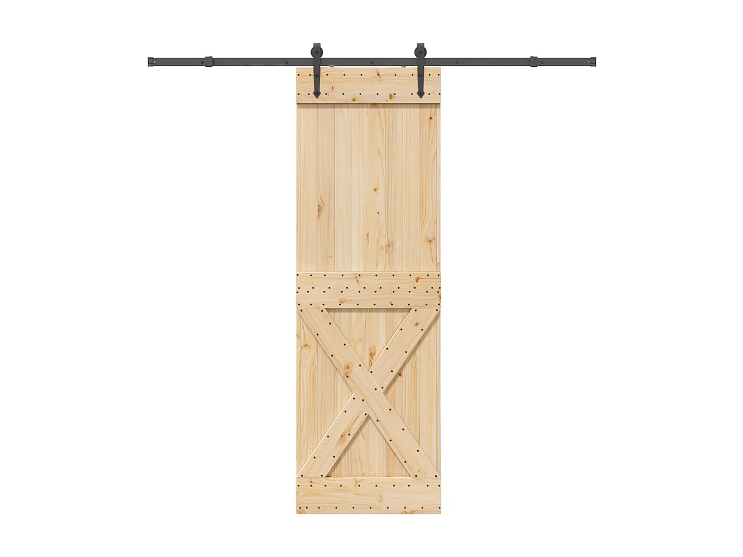 Schuifdeur en beslagset 70x210 cm massief grenen