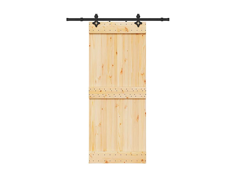 Porte coulissante et kit de quincaillerie 85x210 cm pin massif
