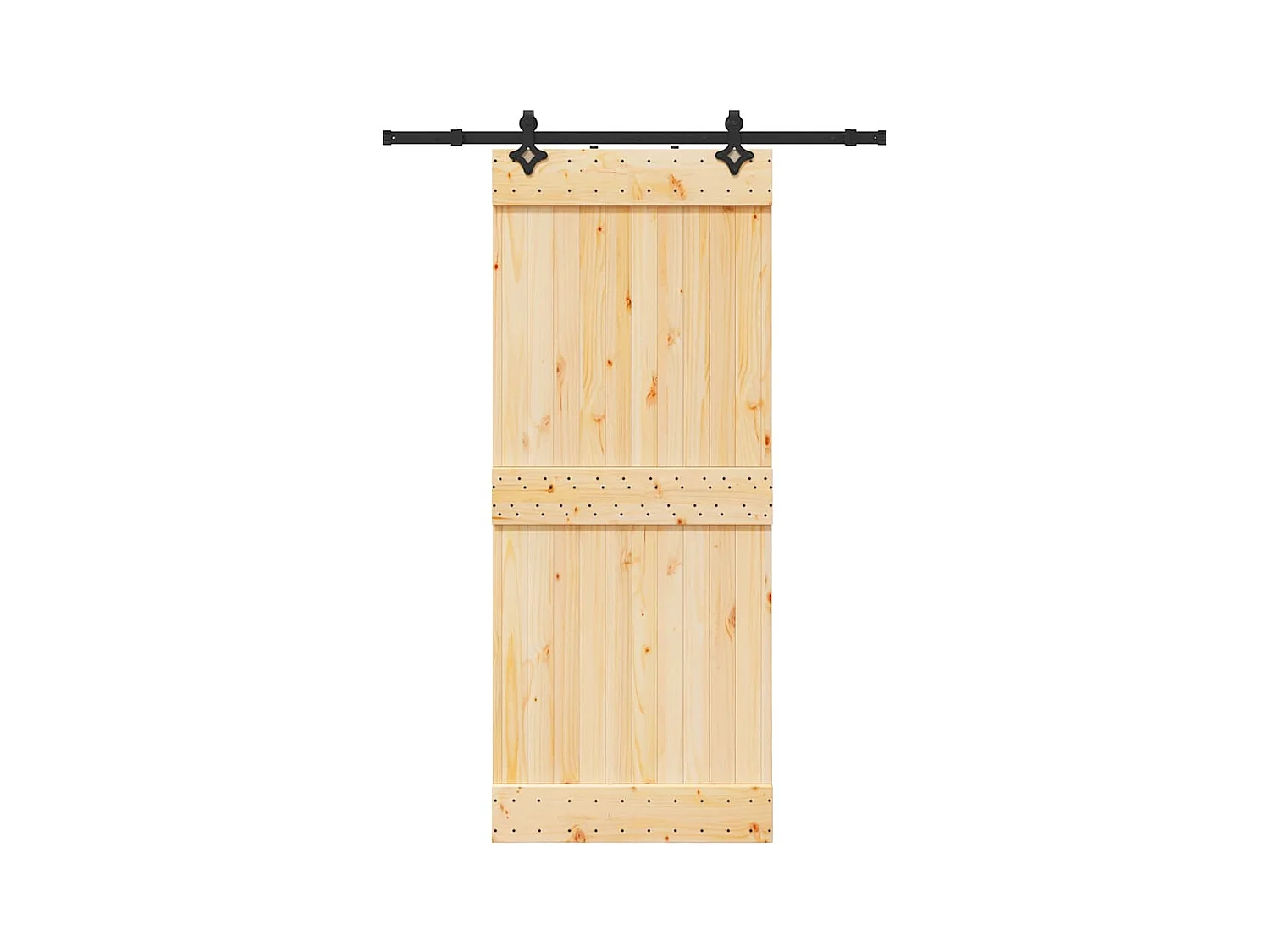 Schuifdeur en beslagset 85x210 cm massief grenen