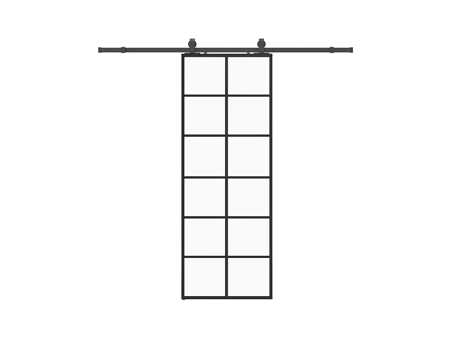 Schuifdeurbeslagset zwart 76x205 cm ESG-glas