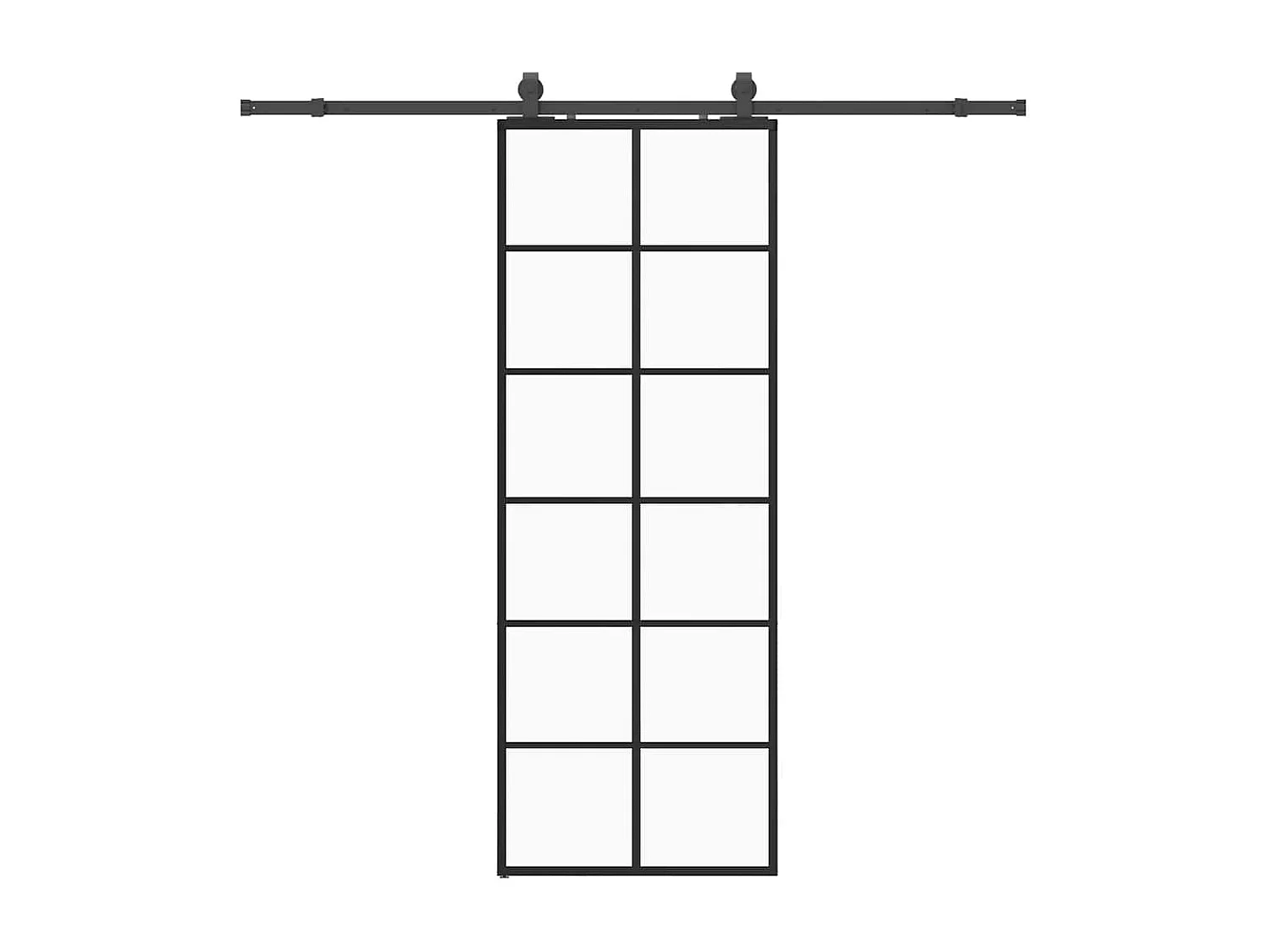 Schuifdeurbeslagset zwart 76x205 cm ESG-glas