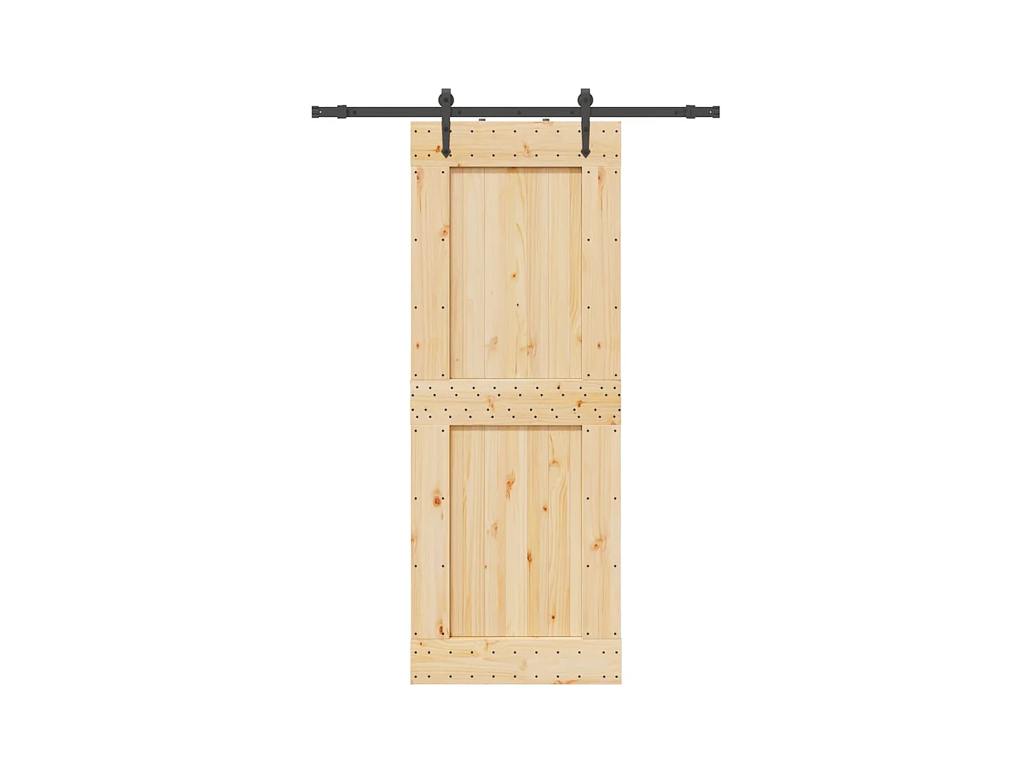 Kit puerta corredera y herrajes 85x210 cm pino macizo