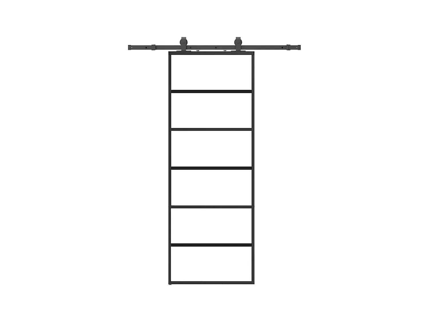 Schuifdeurbeslagset zwart 76x205 cm ESG-glas