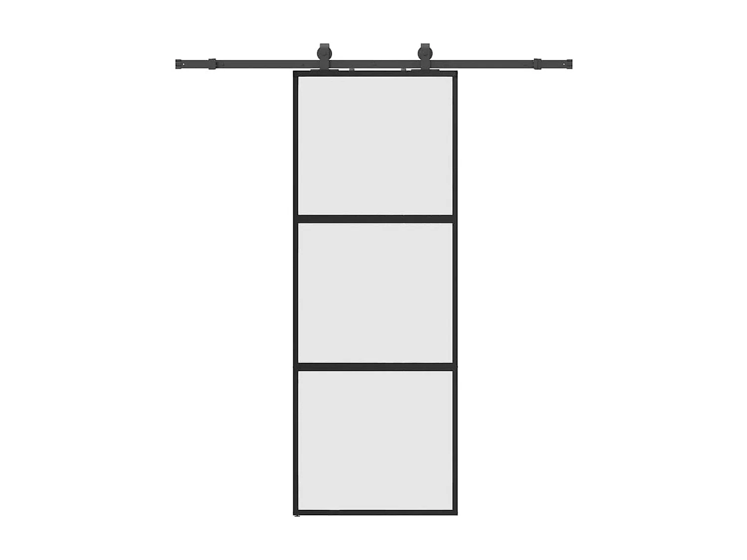 Porte coulissante kit quincaillerie noir 76x205 cm verre trempé
