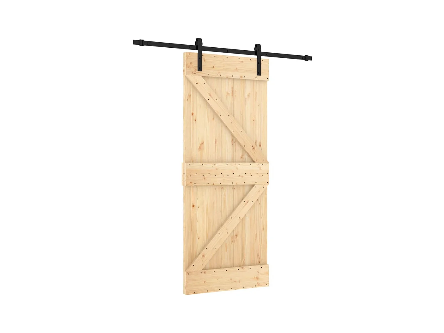 Porte coulissante et kit de quincaillerie 85x210 cm pin massif