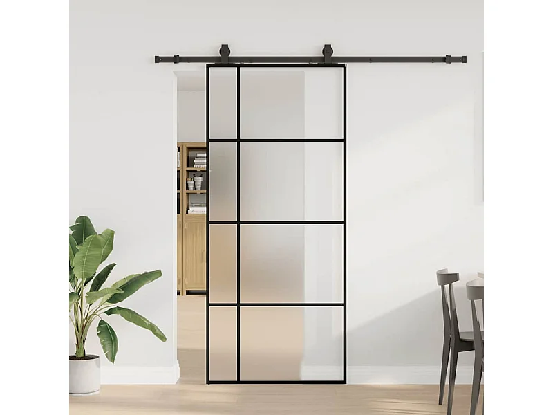 Kit ferramenta per porta scorrevole nero 90x205 cm vetro ESG