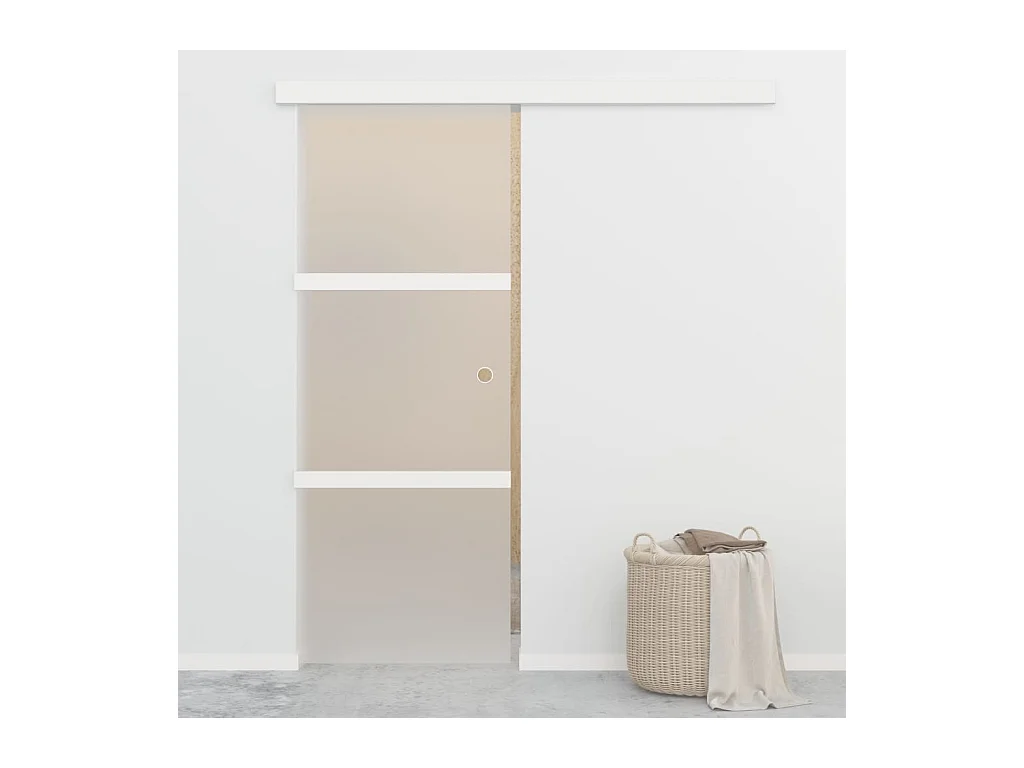 Porta scorrevole con fermi in vetro ESG e alluminio 76x205 cm