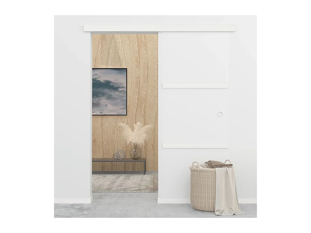 Porta scorrevole con fermi in vetro ESG e alluminio 76x205 cm