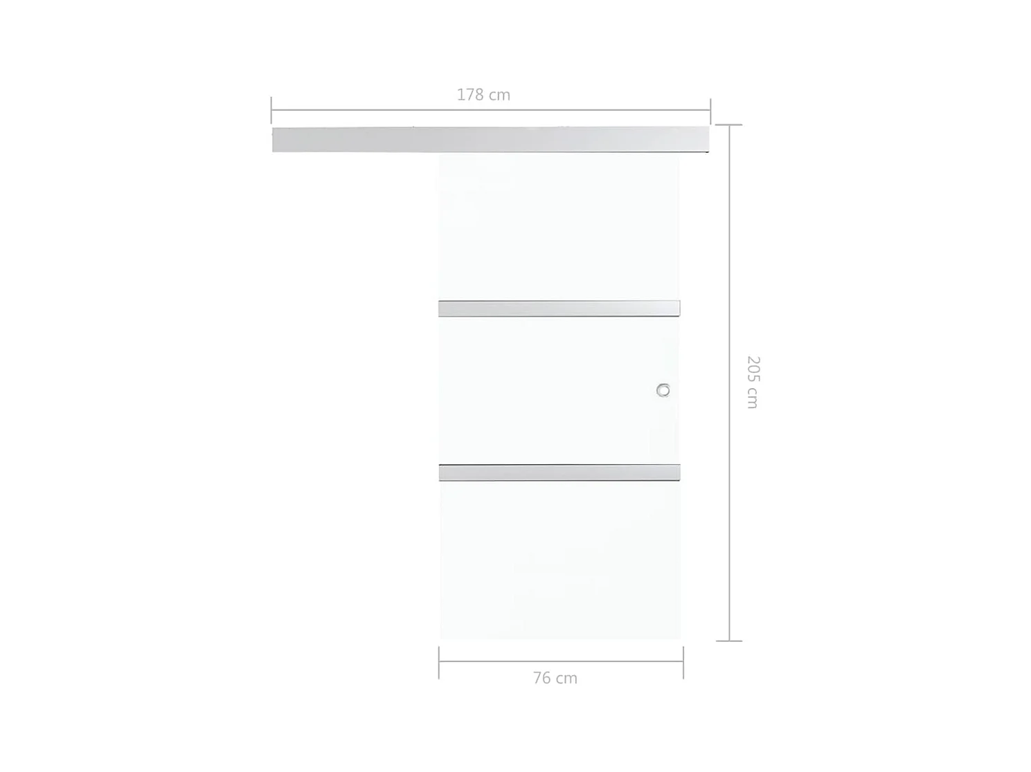 Porta scorrevole con fermi in vetro ESG e alluminio 76x205 cm