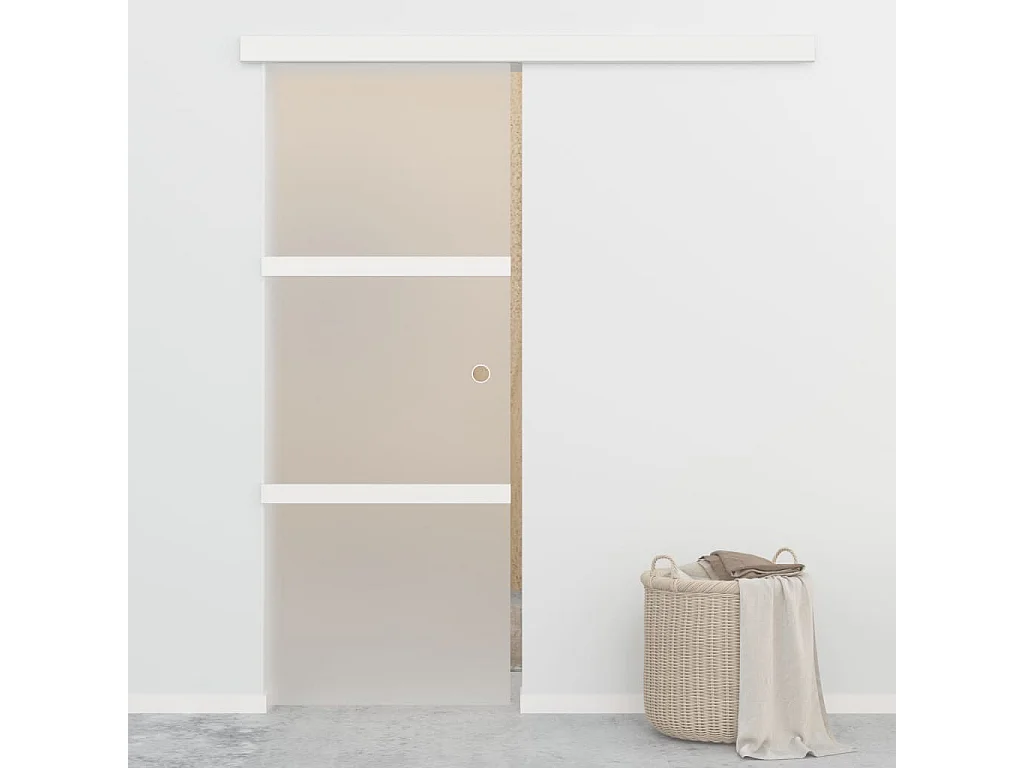 Porte coulissante à butées Verre ESG et aluminium 76x205 cm