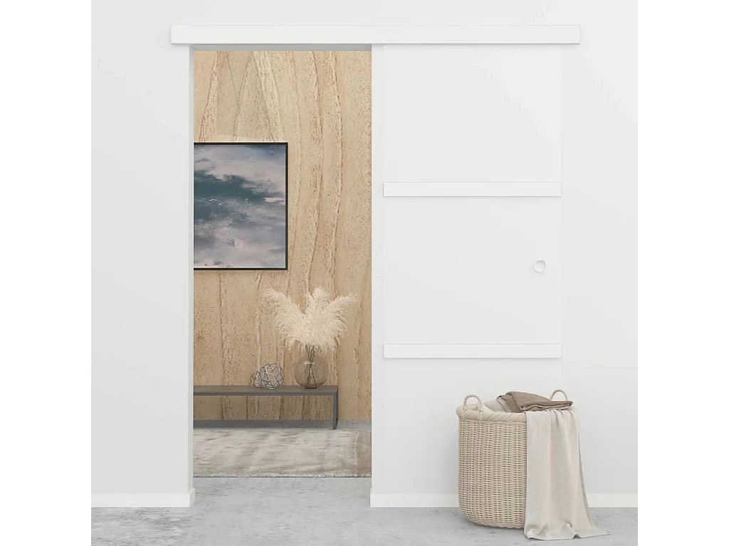 Porte coulissante à butées Verre ESG et aluminium 76x205 cm