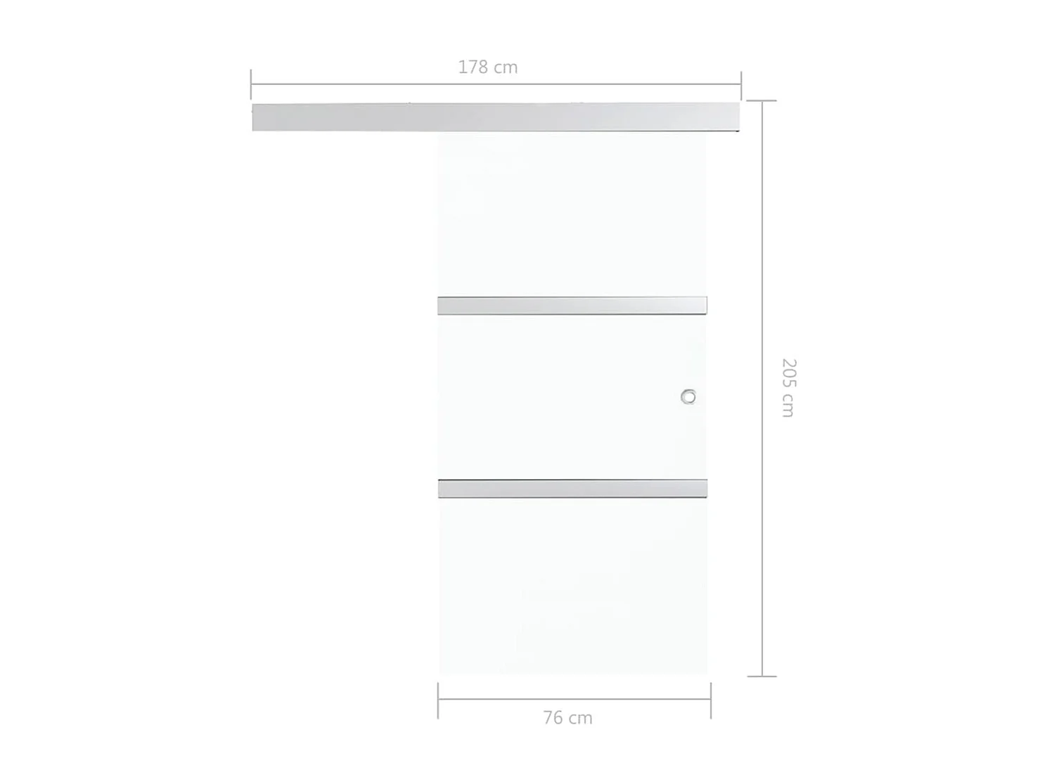 Porte coulissante à butées Verre ESG et aluminium 76x205 cm