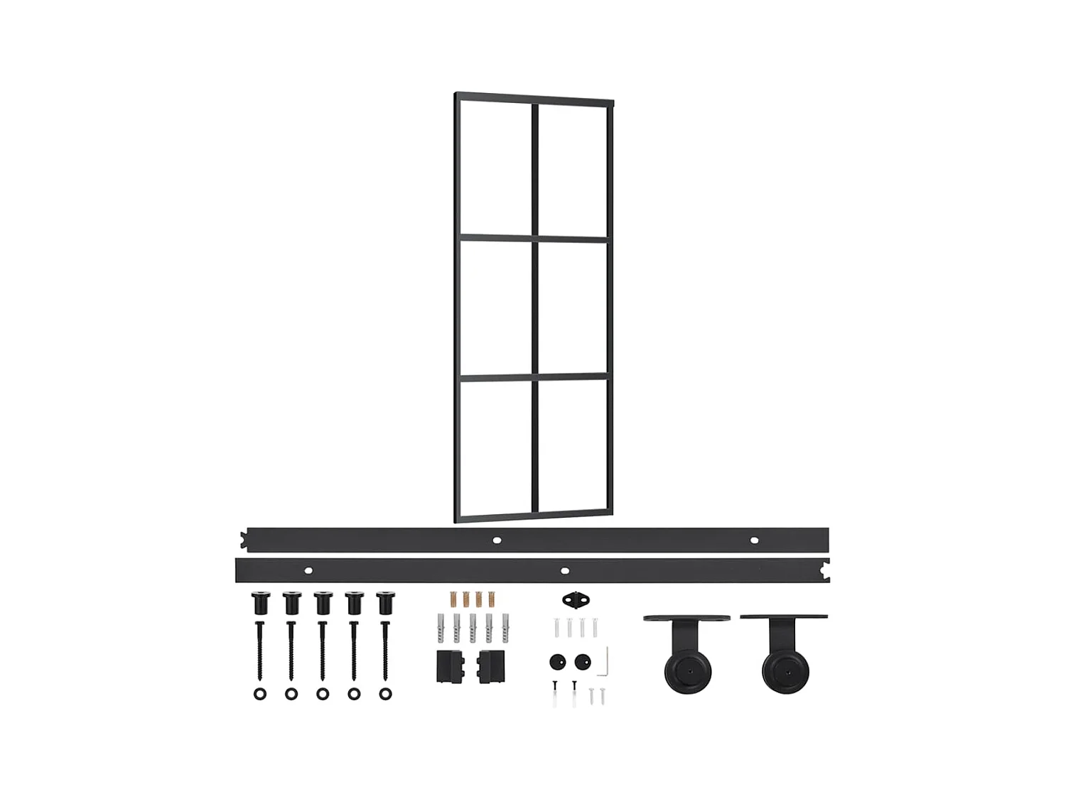 Schuifdeur en beslag ESG glas/Aluminium 76x205cm