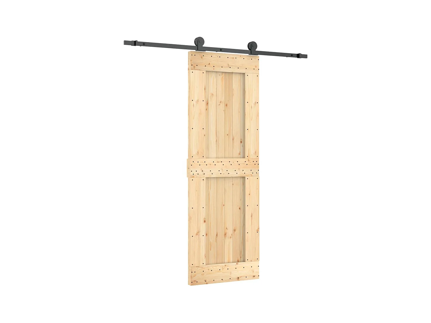 Schuifdeur en beslagset 70x210 cm massief grenen