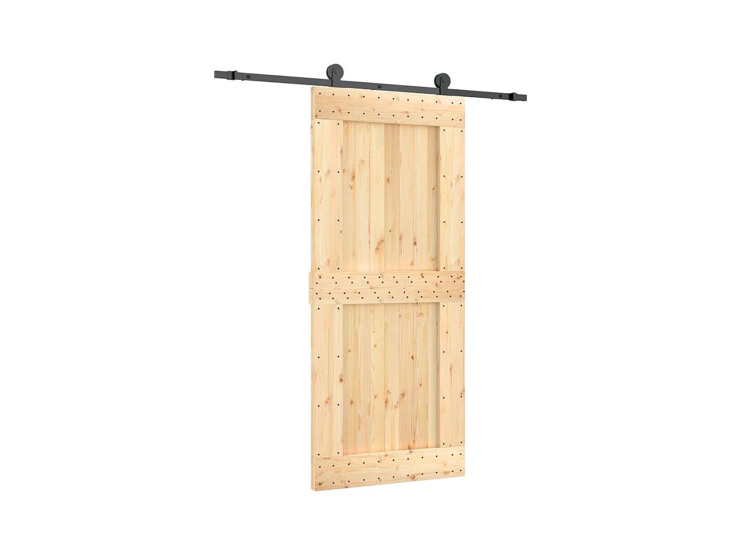 Porte coulissante et kit de quincaillerie 90x210 cm pin massif