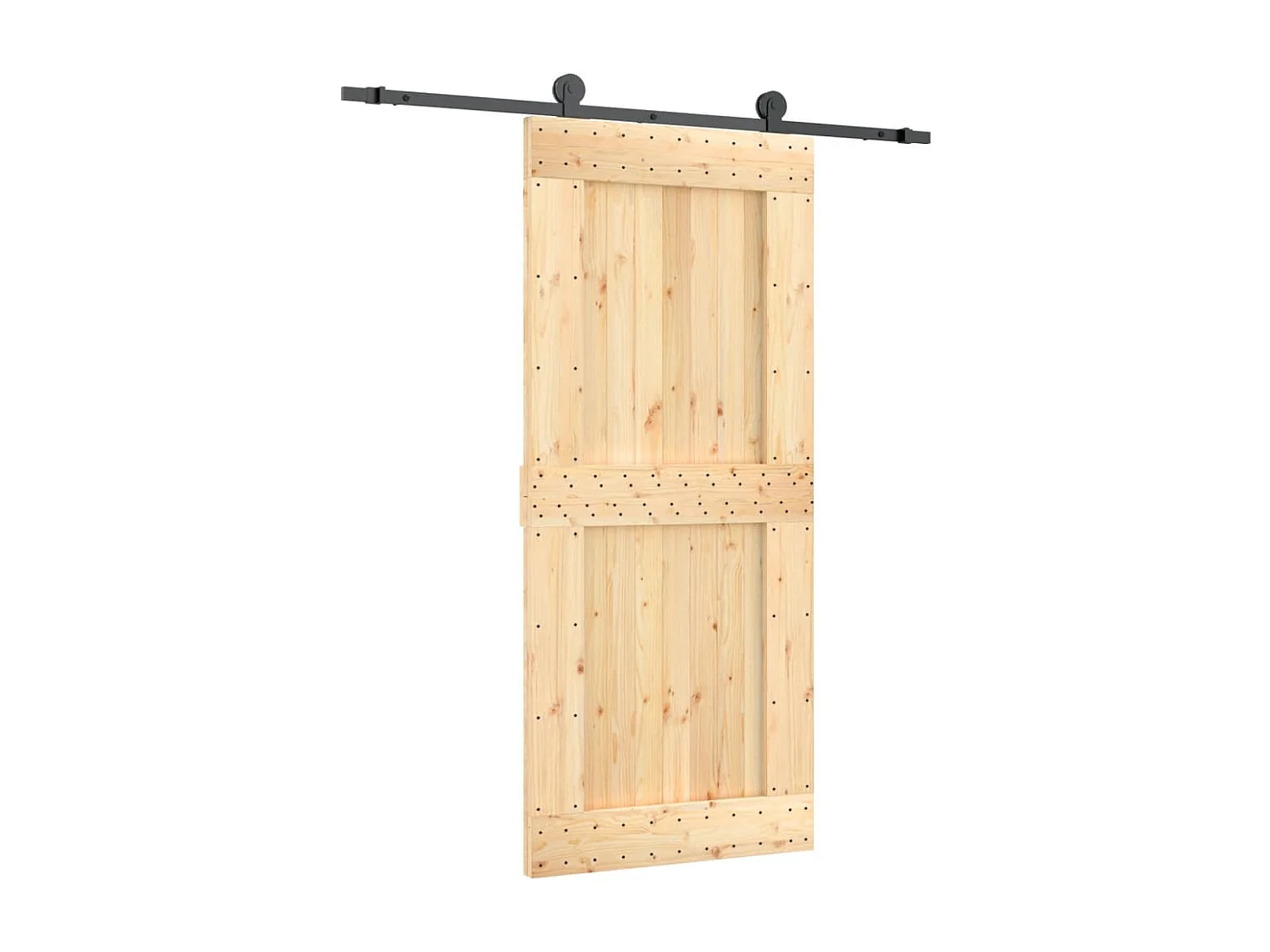 Kit puerta corredera y herrajes 90x210 cm pino macizo