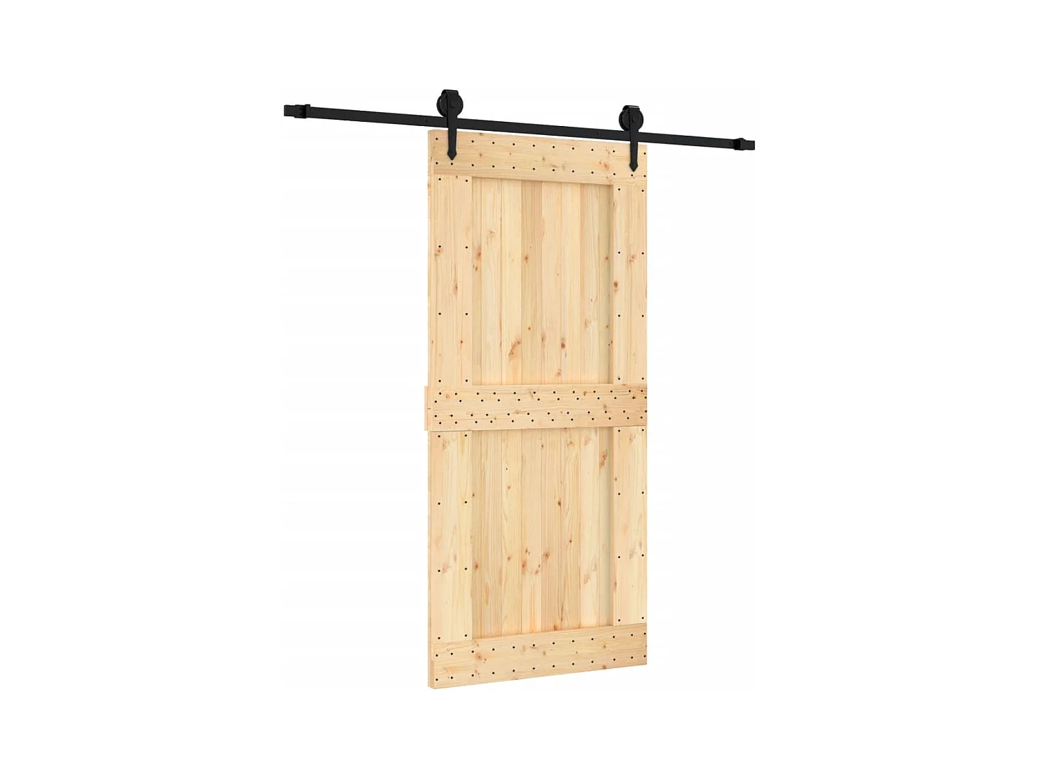 Schiebetür- und Beschlagsatz 95x210 cm, Kiefer massiv