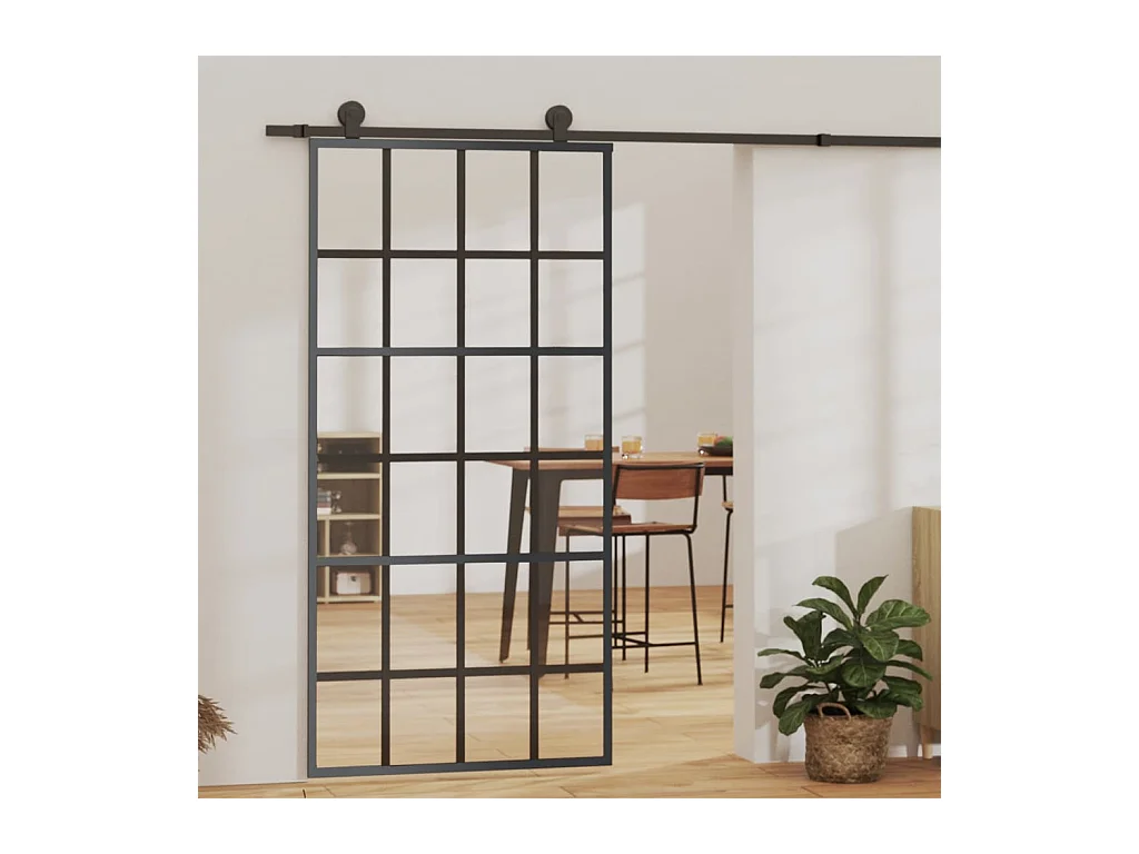 Porte coulissante et quincaillerie Verre et Aluminium 102x205cm