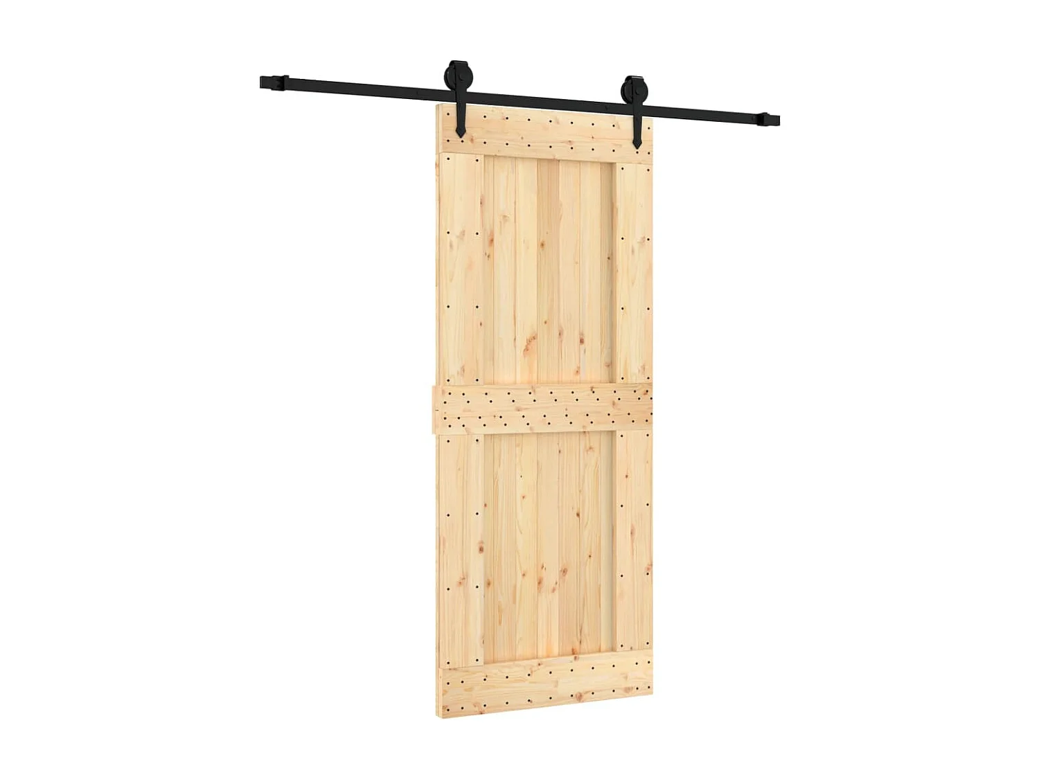 Kit porta scorrevole e ferramenta 85x210 cm in pino massello