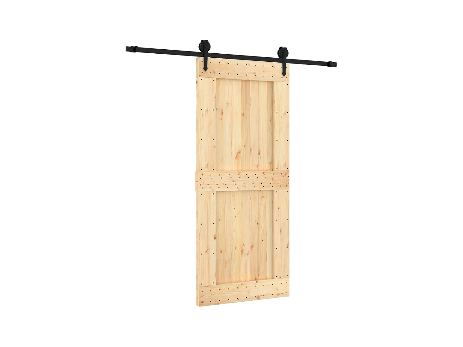Porte coulissante et kit de quincaillerie 90x210 cm pin massif