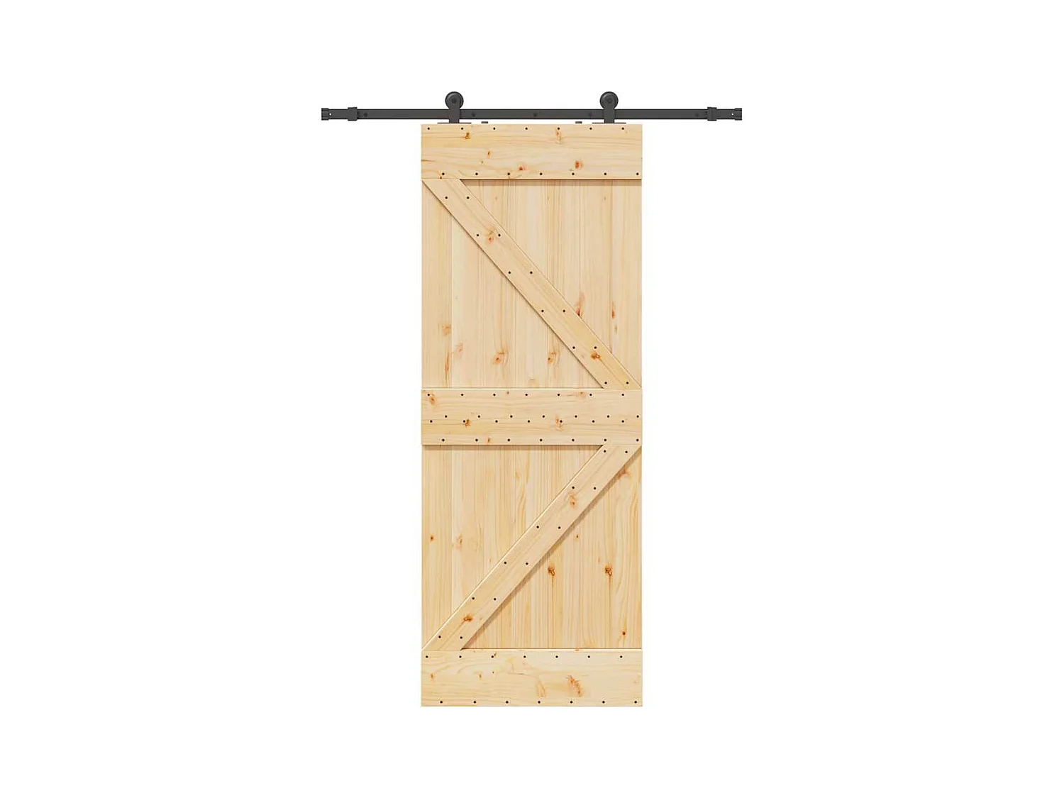 Kit porta scorrevole e ferramenta 80x210 cm in pino massello