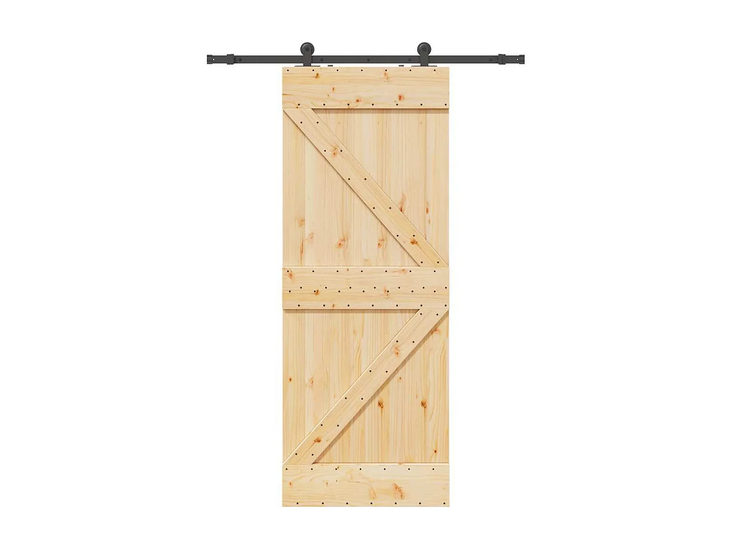 Porte coulissante et kit de quincaillerie 80x210 cm pin massif