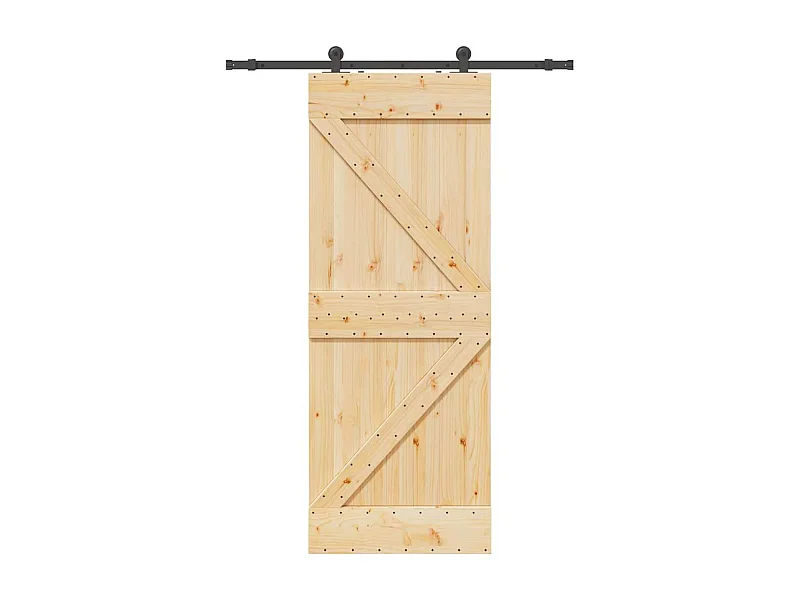 Porte coulissante et kit de quincaillerie 80x210 cm pin massif