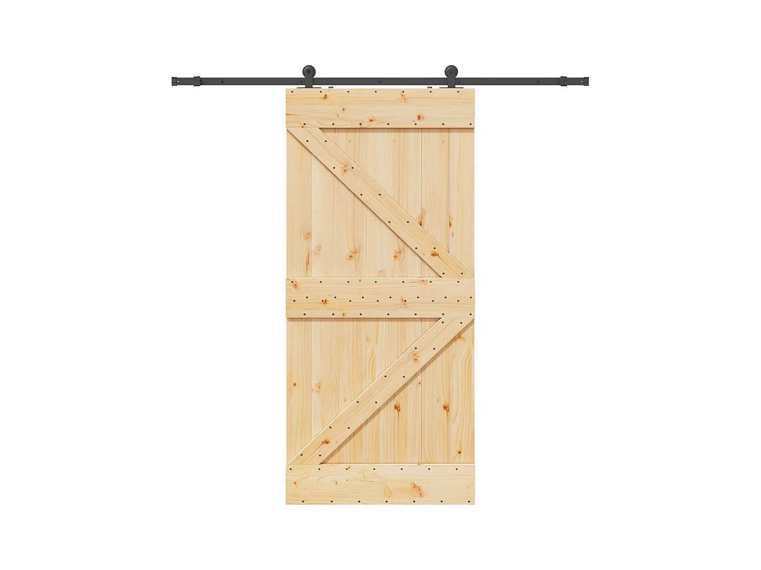 Kit porta scorrevole e ferramenta 100x210 cm in pino massello