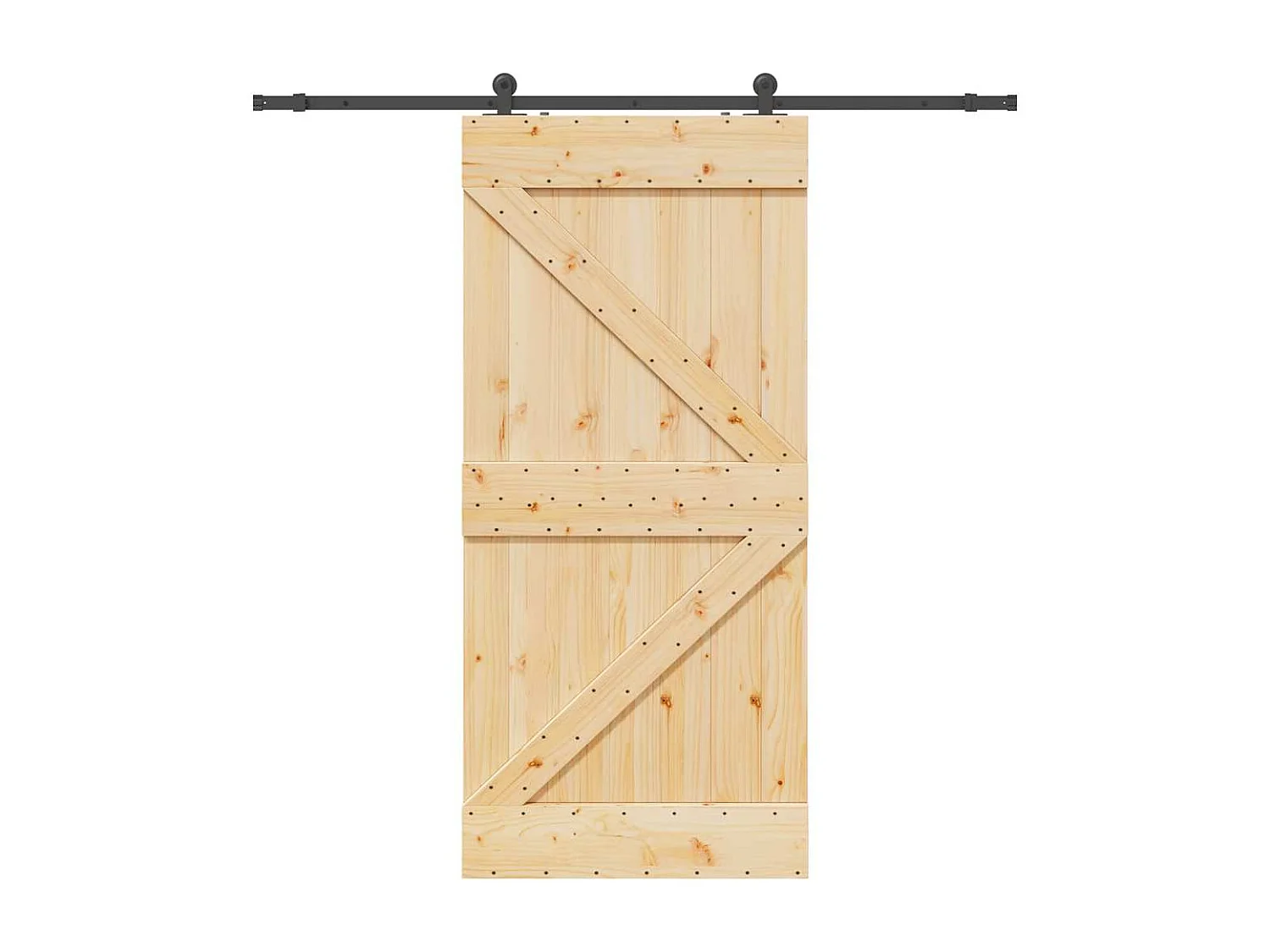 Porte coulissante et kit de quincaillerie 100x210 cm pin massif