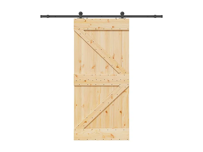 Porte coulissante et kit de quincaillerie 100x210 cm pin massif