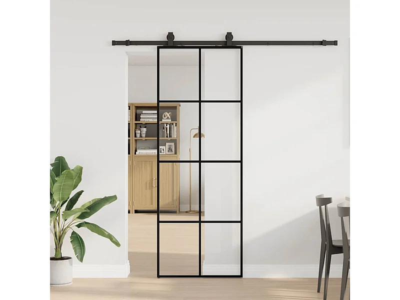 Kit ferramenta per porta scorrevole nero 76x205 cm vetro ESG