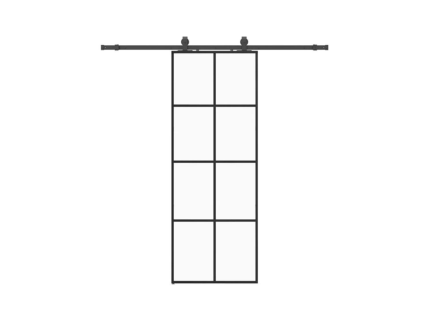 Porte coulissante kit de quincaillerie noir 76x205 cm verre ESG