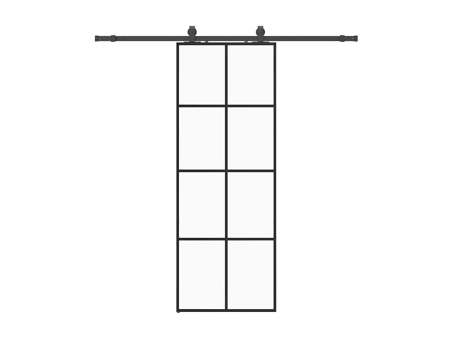 Schiebetürbeschlagsatz schwarz 76x205 cm ESG Glas