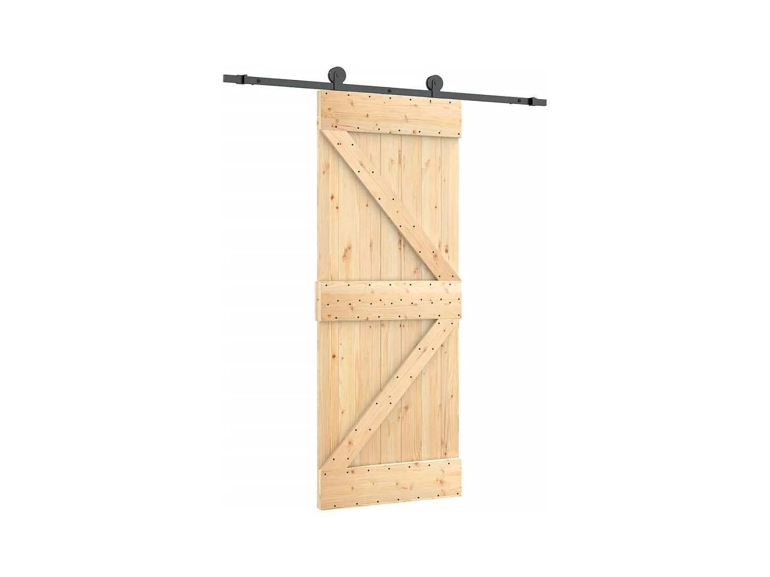 Porte coulissante et kit de quincaillerie 85x210 cm pin massif