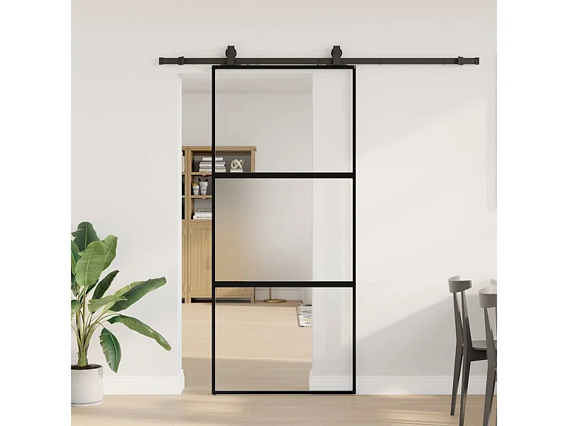 Porta scorrevole con kit ferramenta nero 90x205 cm