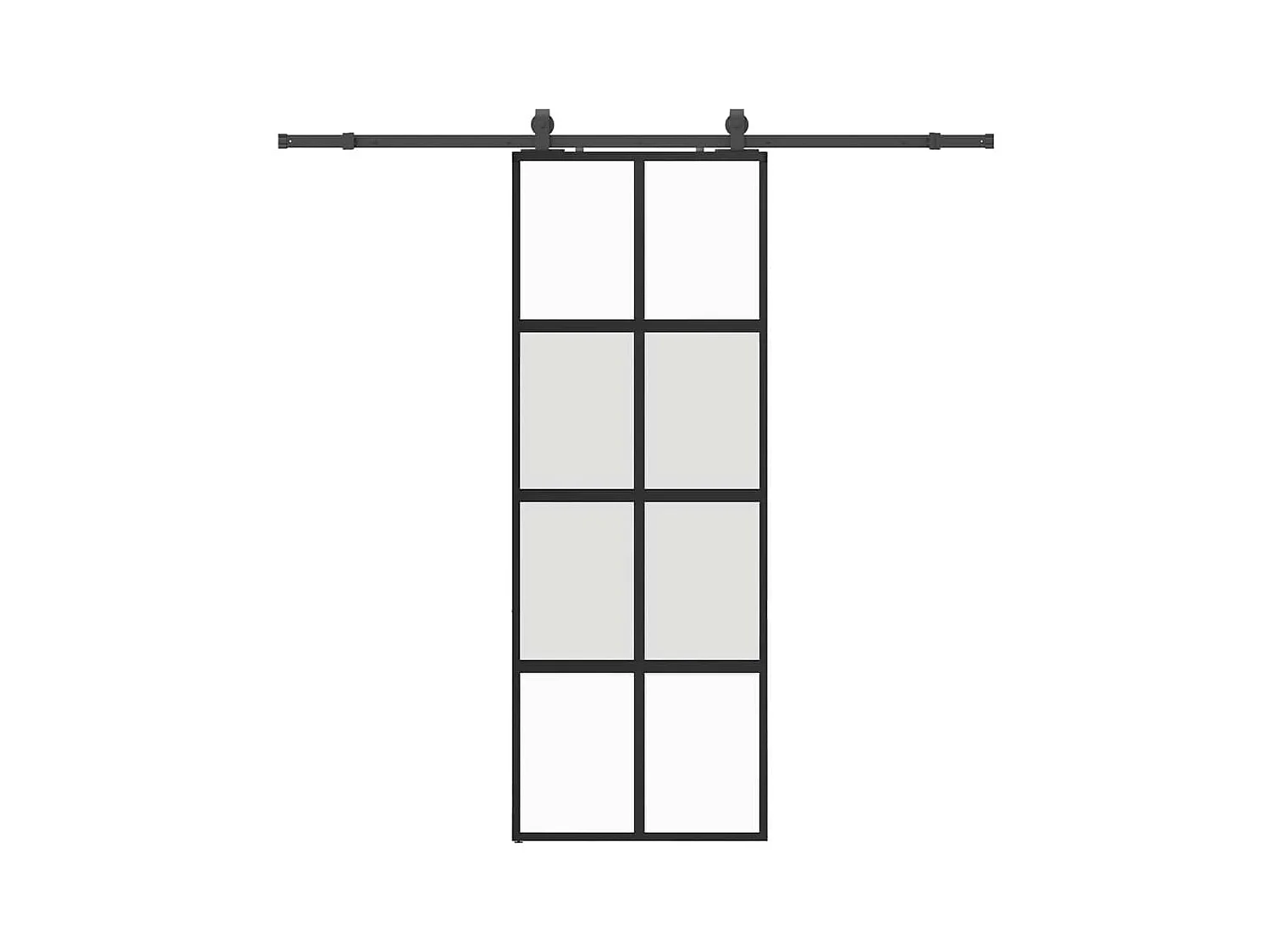 Schuifdeurbeslagset zwart 76x205 cm gehard glas
