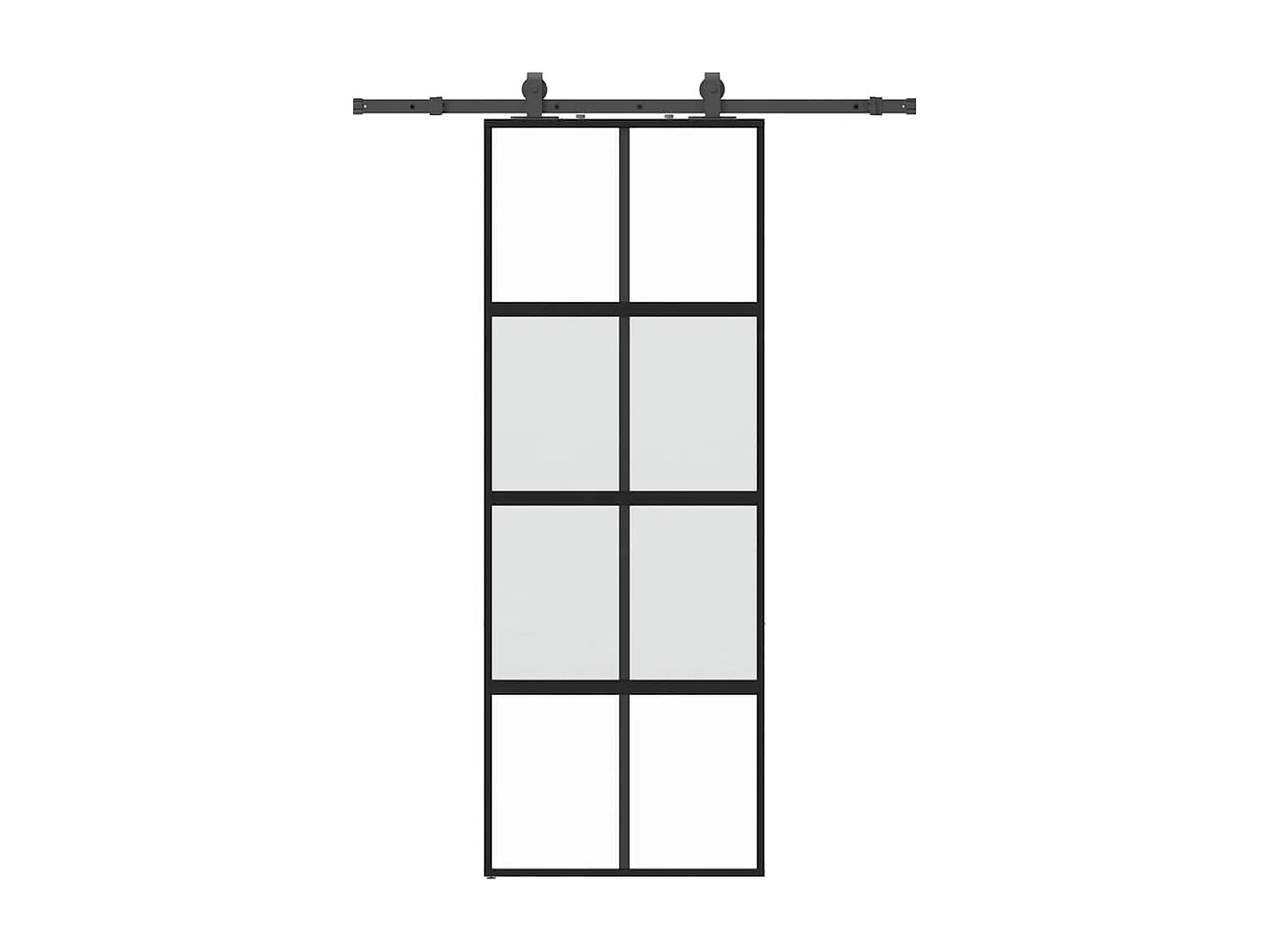 Porte coulissante kit quincaillerie noir 76x205 cm verre trempé
