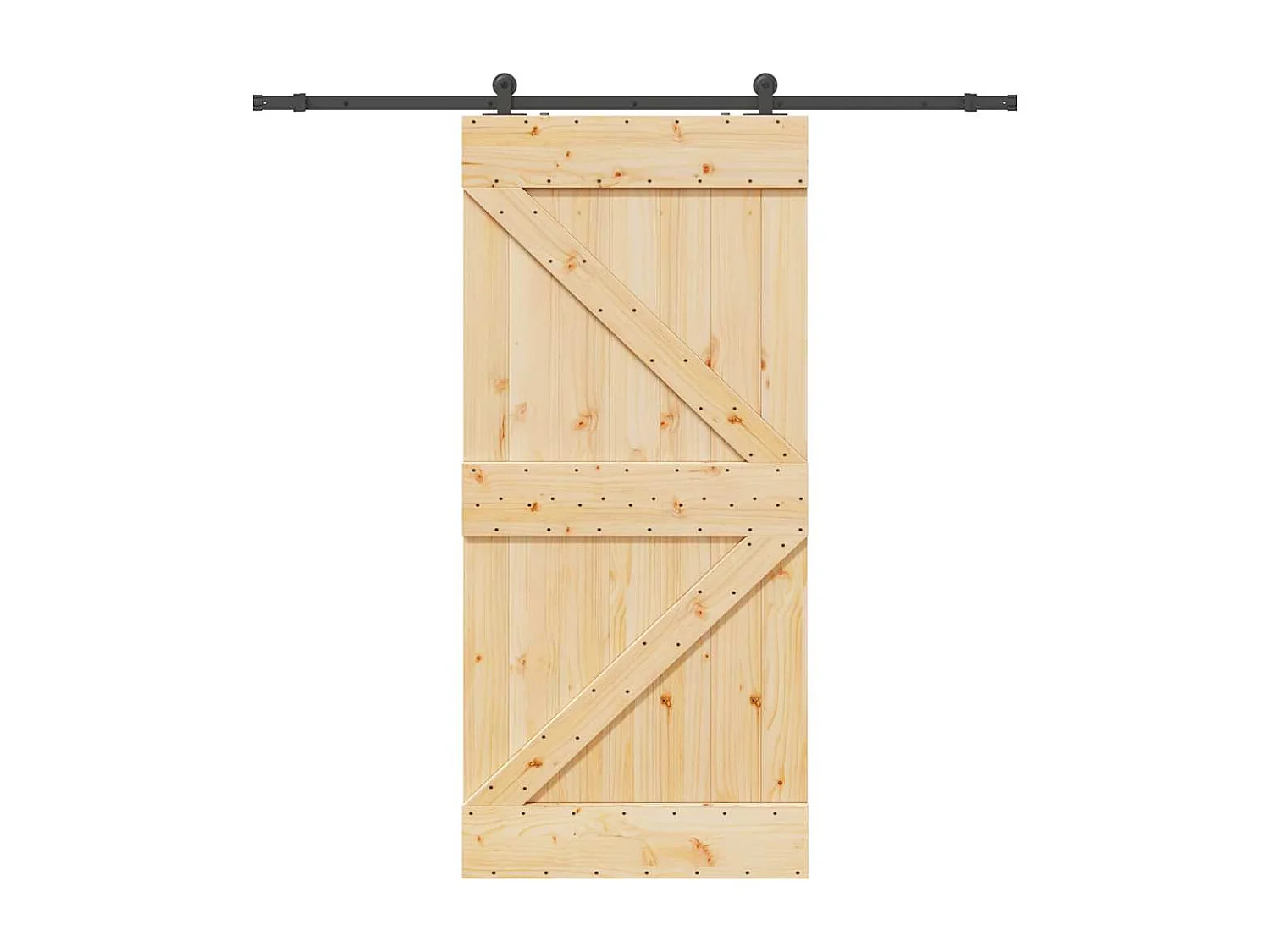 Porte coulissante et kit de quincaillerie 80x210 cm pin massif