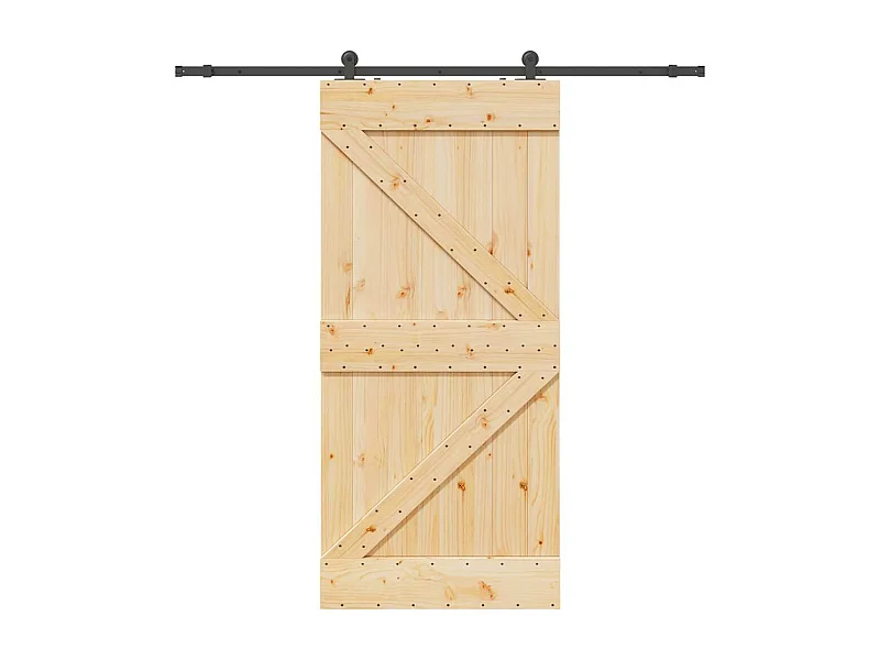 Porte coulissante et kit de quincaillerie 80x210 cm pin massif