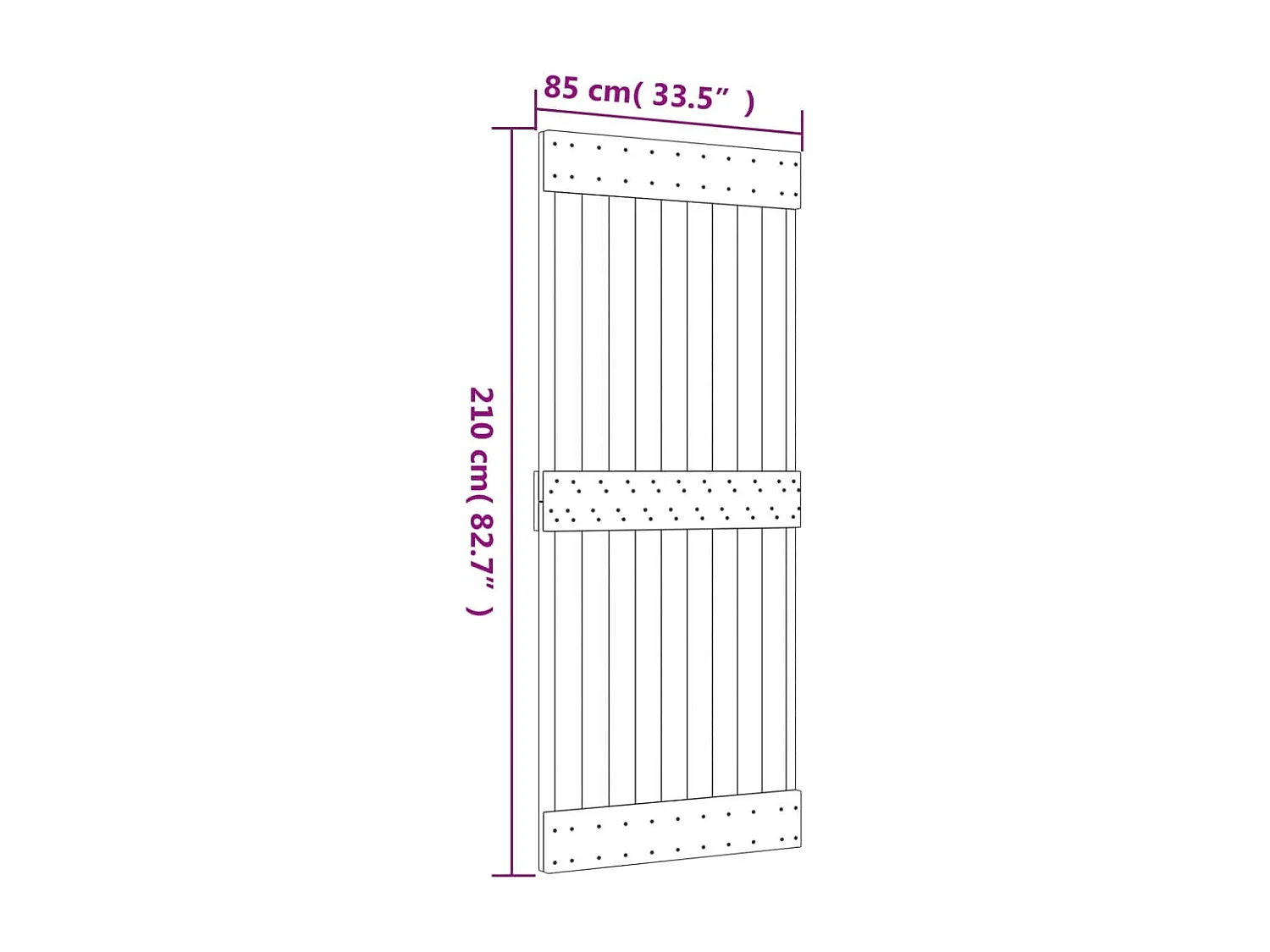 Kit puerta corredera y herrajes 85x210 cm pino macizo