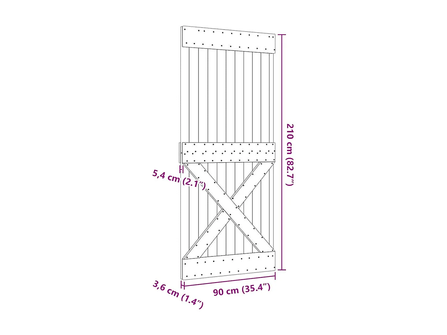 Porte NARVIK 90x210 cm bois massif de pin