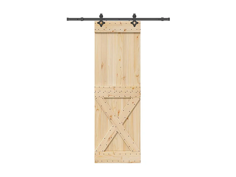 Schuifdeur en beslagset 70x210 cm massief grenen