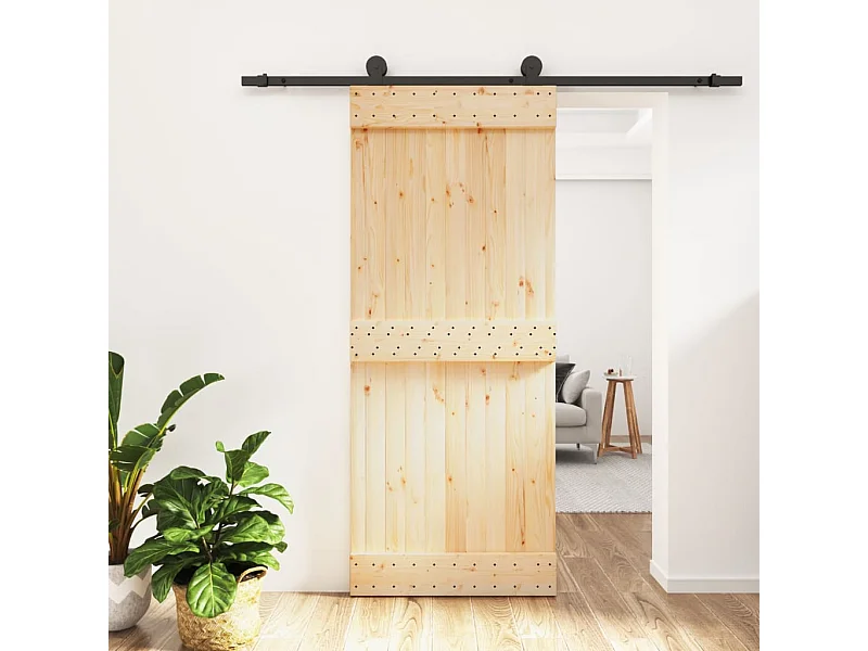 Schuifdeur en beslagset 85x210 cm massief grenen