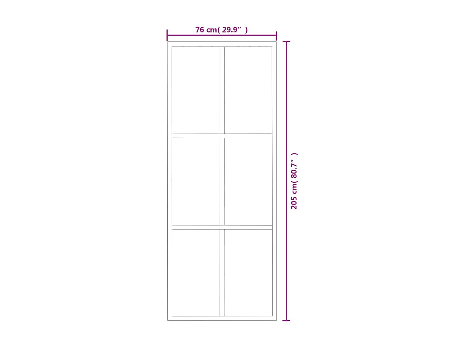 Schuifdeur ESG glas en aluminium 76x205 cm Zwart