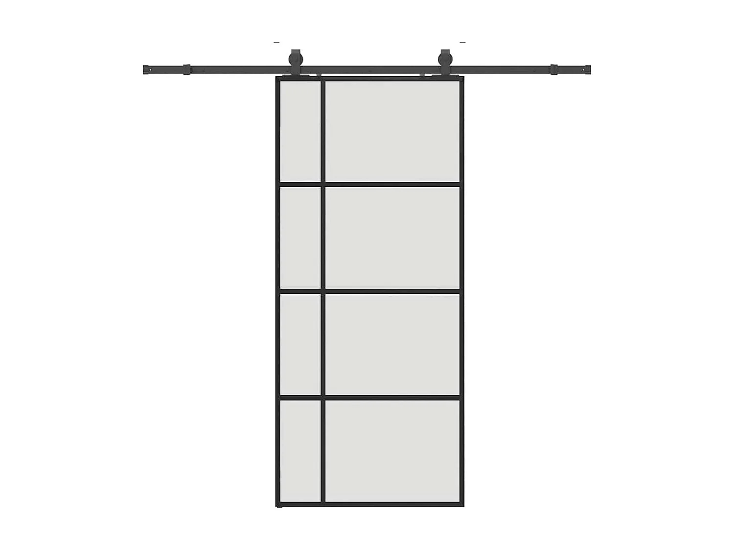 Porte coulissante kit de quincaillerie noir 90x205 cm verre ESG