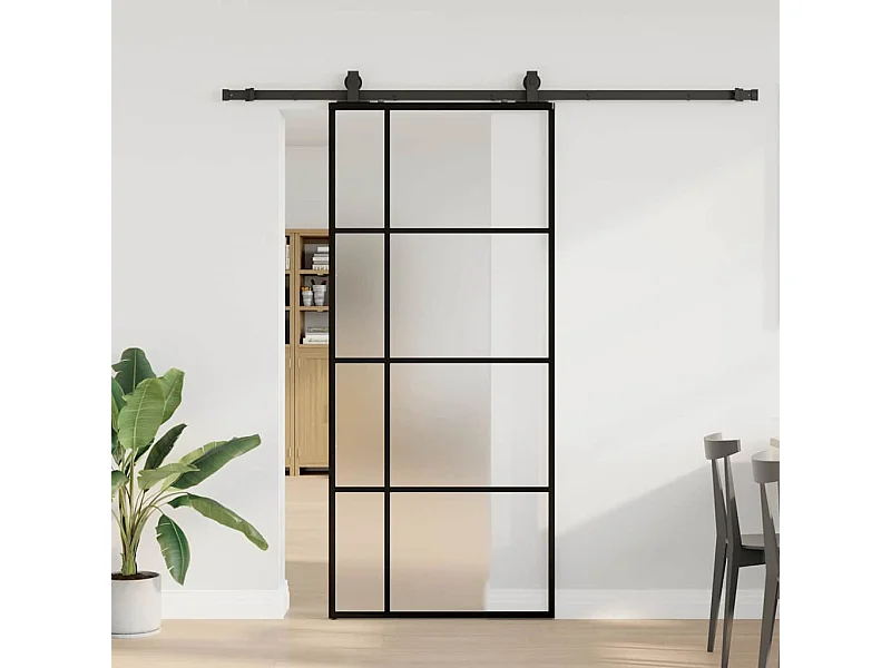 Kit ferramenta per porta scorrevole nero 90x205 cm vetro ESG