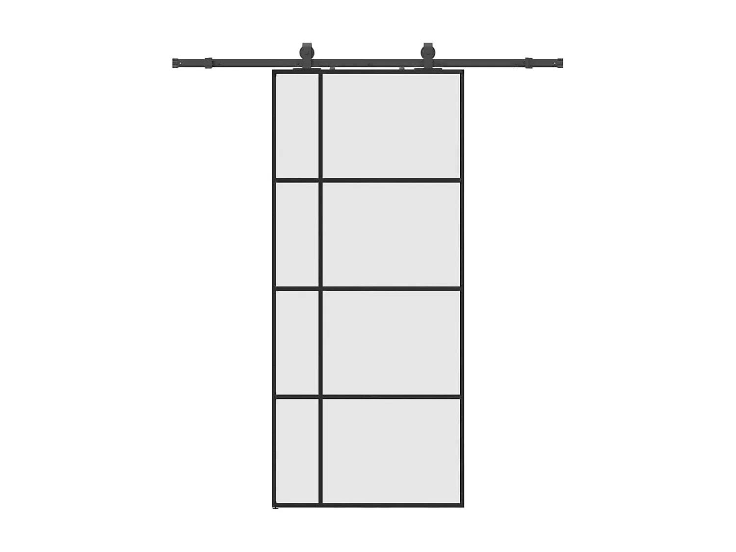Porte coulissante kit de quincaillerie noir 90x205 cm verre ESG